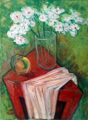 9.White Flower 2016year40x30cmOriginal Painting Oil on Canvas 2500$ by ZAKIR AHMEDOV